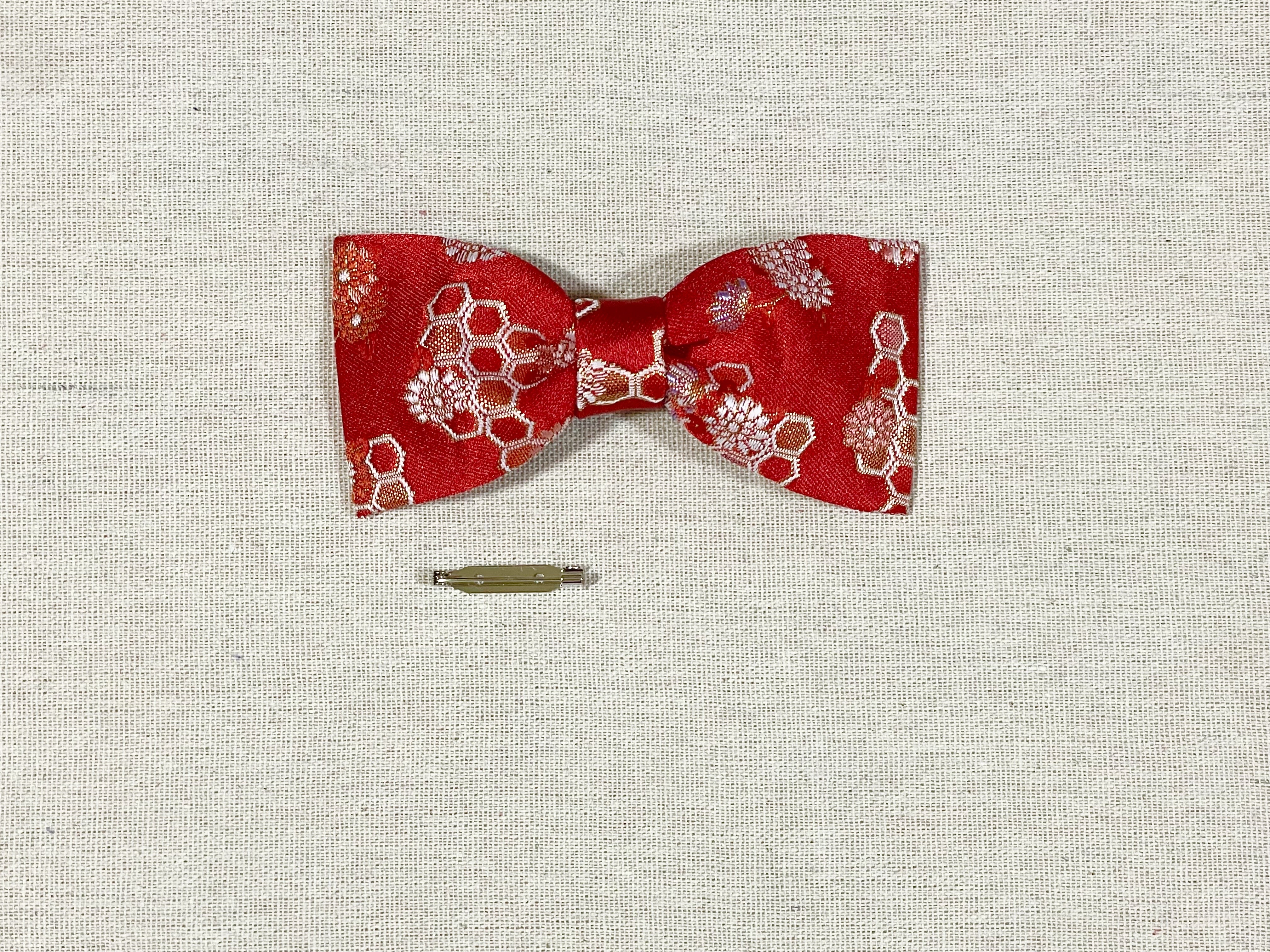 和柄蝶ネクタイ【正絹】《赤》