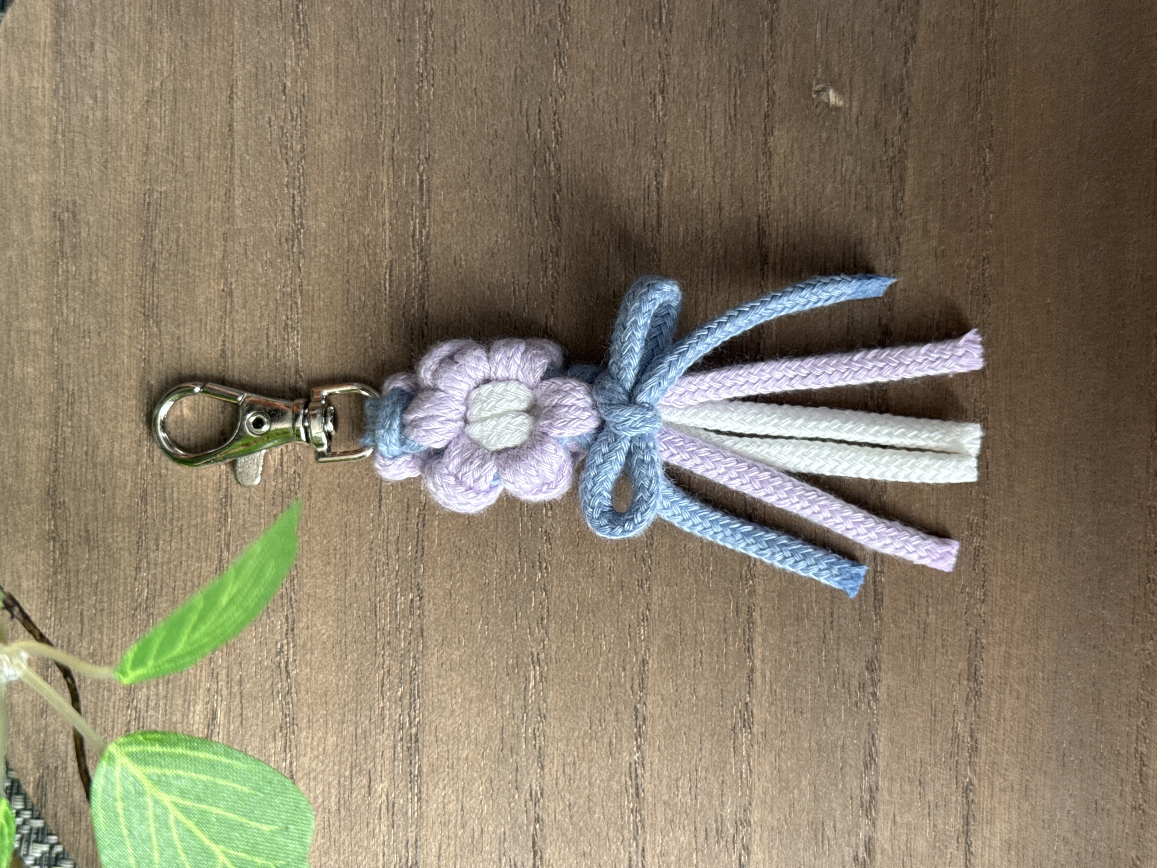 お花ストラップ （パープル×ブルー）